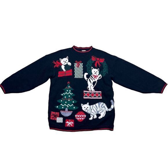 Vintage Ship'n Shore Women's L Christmas Cat Nutcracker Sweater Pullover - Picture 1 of 6